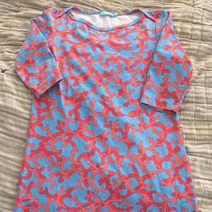 Vibrant Blue and Coral Patterned Dress